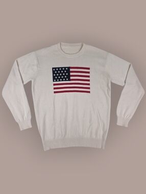 Brandy Melville Women’s Nico American Flag Sweater Ivory Size M Preppy Sweater